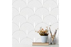 ICYEHAO Carta da parati autoadesiva, 44.5 x 1000cm Carta da parati autoadesiva astratta arcobaleno nero/bianco rimovibile per decorazioni per la casa e il bagno