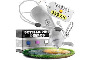 ASSURE AURA Botella Pipi Perros 320 ml Blanca – Accesorio Portátil para Limpiar el Pipí de tu Perro – Botella de Agua con Mosquetón y Cuerda Ajustable – Silicona Reutilizable – Marca Española Ideal