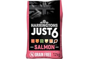Harringtons Just 6 Complete Grain Free Hypoallergenic Salmon & Veg Dry Adult Dog Food 12kg - With Added Fresh Baked Bites
