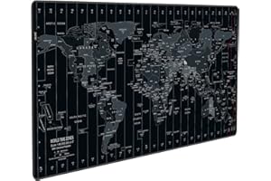 JIALONG Alfombrilla Raton Multifuncional Grande Gaming Mouse Pad XXL 900x400mm, Lavable, Antideslizante Diseñada para Gamers, Trabajo de Oficina - Negro Mapa Mundi