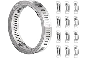 hannger Hose Clips Set, 5M DIY Large Hose Clamp Worm Drive Hose Clamps Adjustable Jubilee Clips Assorted with Screw Clamp 12 Pcs for Radiator | Automotive | Mechanical Plumbing | Tube and Fuel Line
