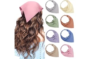 TERSE Boho Damen Stirnbänder Dreieck Kopftüchern, Chiffon Bandanas Turban Haarbänder, Elastische Haarschal Kopfzubehör für Frauen und Mädchen, 8 Stück