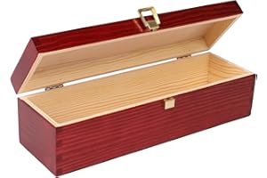 Creative Deco Czerwone Lakierowane Pudełko na Wino | 1 Butelka | 35.1 x 11 x 10 cm | z Pokrywą i Zamkiem | Idealne do Przechowywania Wina, na Prezent | do Dekoracji, Decoupage, Personalizacji