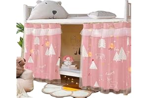 IDAHSOR 2 Panel Bottom Bunk Bed Curtains Cloth Breathable Bed Canopy Students Curtain Shading Nets for Single Bed (Pink)