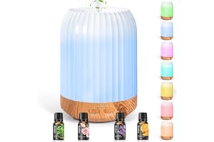 BUOAZR Aroma Diffuser, 250ML Diffuser mit Ätherische Öle, 7 Farben LED, Automatische Abschaltfunktion ohne Wasser, mit 3 Timer Funktion, Ultraschall-Luftbefeuchter für Zuhause Büro Oder Yoga