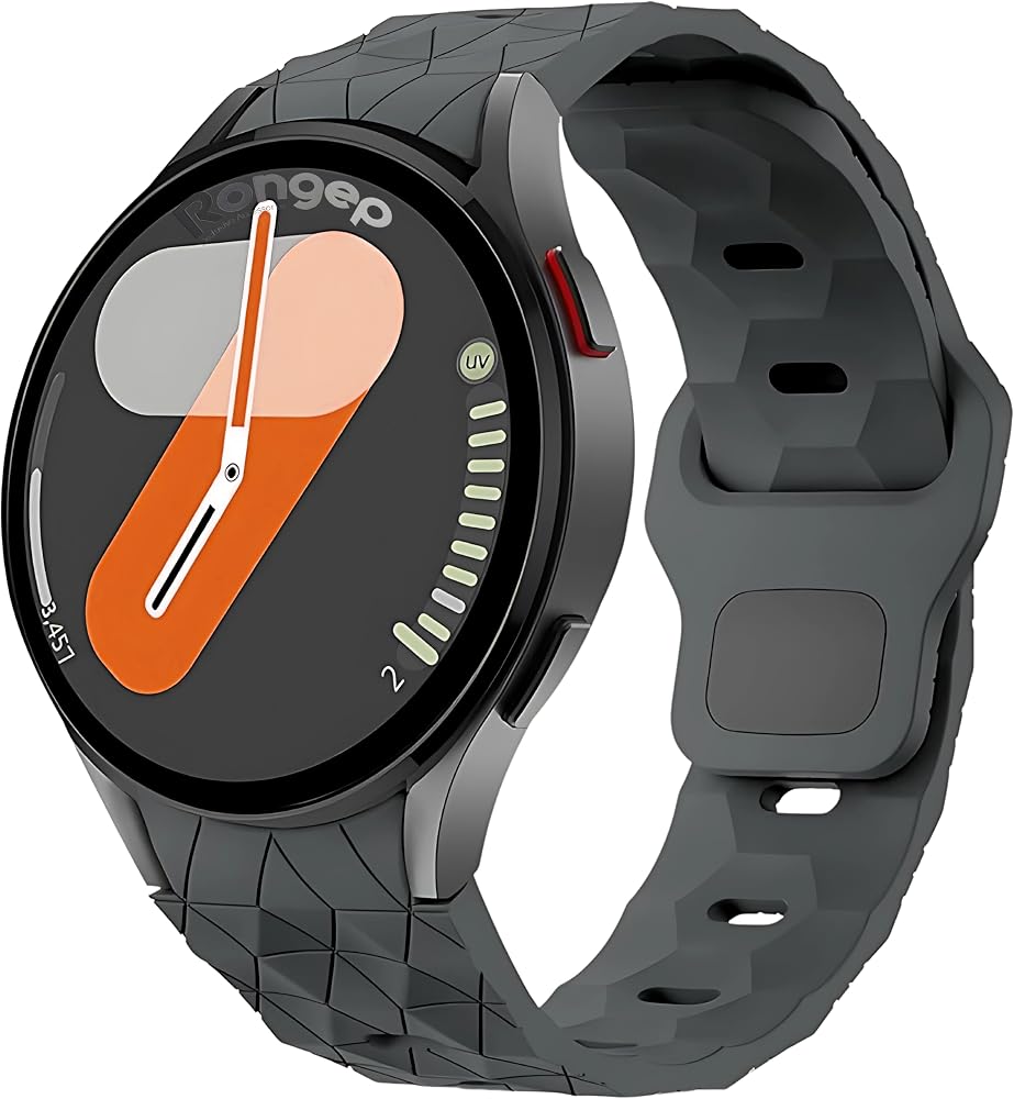 Rongep [Football Pattern] Samsung Galaxy Watch 7/6/5/4 (40mm/44mm) Serisi ile Uyumlu Rahat ve Yumuşak Watch 6/4 Classic (47/43/42mm) Kordonu Pin-and-Tuck Toka Galaxy Watch 7 Kordon