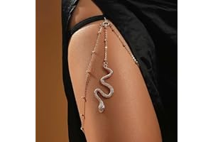 Atentuyi Punk Schlange Bein Kette Perlen Oberschenkel Kette Gold Oberschenkel Bein Kette Elastische Geschirr Bikini Schlange Körper Kette Strand Boho Perlen Oberschenkel Schmuck Für Frauen Mädchen