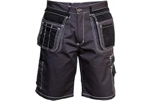 3Kamido solidne krótkie spodnie robocze męskie, spodnie robocze krótkie, profesjonalne szorty robocze, wytrzymałe, spodnie robocze krótkie z wieloma kieszeniami, spodenki z elementami odblaskowymi