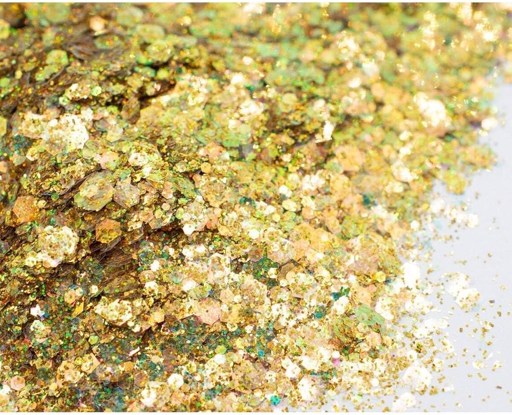 Epoksi Reçine 5gram Chunky Glitter Sim Açık Altın Renk Holografik Glitter Sim Mum Hobi Beton