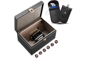FOVNOT Faraday Kasten zum Auto Schlüssel & 2 Pack Faraday Beutel zum Auto Schlüssel Auto TasteSignal Blockierung Kasten Taste Fob Schutz RFID Signal Blockierung Beutel mit Airtag Abdeckung Diebstahlschutz