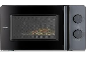 MEDION Mikrowelle klein (20 Liter, 700 Watt kompakt und platzsparend, 5 Mikrowellenstufen, Auftaufunktion, Timerfunktion, MD12211) grau [MODELL 2025]