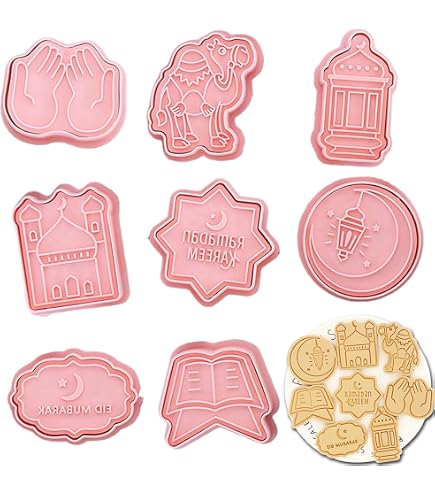 Yiida Eid Mubarak stampi per biscotti, set di formine per biscotti 3D, Ramadan islamico musulmano stampo per biscotti per Eid Mubarak, vacanze, famiglia, fai da te