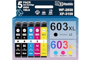 Wkłady atramentowe Msudoku 603XL kompatybilne z wkładami Epson 603 XL Multipack do Epson Expression Home XP-2100 XP-2105 XP-3100 XP-4100 XP-3105 XP-4105 Workforce WF-2830 WF-2810 WF-2835 WF-2850,5-pak