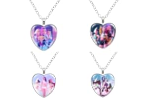 Wenchrisdt 4Pcs Dem0n Hun-ters Necklace, Necklace for Women Teenage Girls, Fashionable Music Inspired Jewellery, Heart Pendant necklace for Fans, Anime Enthusiasts, Women and Girls