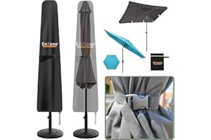 Enzeno Coperture per ombrelloni da giardino,Copertura per ombrellone con Fibbie, Copri Ombrellone da Tavolo e Patio, per ombrellone Grande con Diametro da 2 a 4 m, Impermeabile(190x30/40/50cm) nero