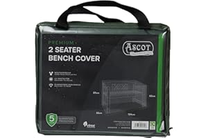 ASCOT GARDEN FURNITURE COVERS Ascot Premium 1.2m(4ft) 2 Seater Bench Cover - 134 X 66 X 63/89 (H) cm Garden Green