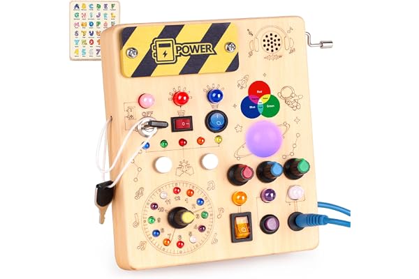 Montessori Busy Board 1 an Enfants Activity Board Jouets en Bois avec 12 Interrupteurs 24 Lumières LED Jouets Sensory Learning Toys Jeux Jeu Montessori Jouet Enfant Bebe 1 2 3 Ans Cadeau Enfant