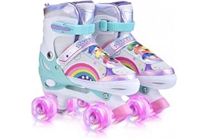 YUDOXN Regulowane wrotki dla dziewczynek ze wszystkimi podświetlanymi kołami LED. Wygodne rolki idealne dla początkujących. (Rozmiar 31-42)