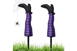 Clomuzi Wicked Witch Legs with Stakes - 1 Pair of Witches Feet Halloween Witch Prop | Funny Holiday Ornament Party Supplies for Outdoor Indoor Yard Garden Lawn
