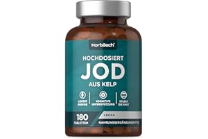‎HORBÄACH Jod Tabletten aus Kelp | 150µg | Hochdosiert | 180 Vegane Stück | Iodine Tablets | 150 mcg | Horbaach