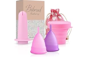 Bibrad Coppetta Mestruale con Applicatore - 2 Coppette Mestruali Taglia M e L, 1 Applicatore, 1 Sterilizzatore, 1 Borsa da Trasporto - 100% Morbida Silicone di Grado Medico Lavabile e Riutilizzabile
