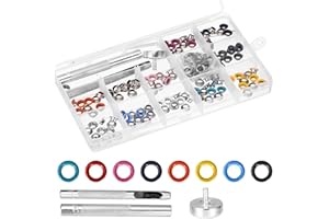 Arcjunys Ösen Set Ösenzange Set Ringösen Lochnieten Eyelets Bunt Ösen 5mm Eyelet Punch Kit Ösenset mit Werkzeug für Ledertaschen Kleidung DIY Handwerk 120 Stück