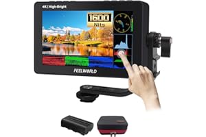 FEELWORLD F5 PRO X 1600nits Kamera Monitor, 5.5 Zoll HDR IPS Field DSLR 1920x1080FHD Touch Screen mit 2800mAh Batterie & Case, 4K 60Hz HDMI 3D LUT Waveform Peaking Focus Zebra