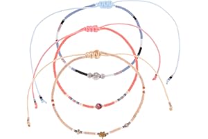 Made by Nami Perlen Armband 3er Set Damen & Mädchen - 3x Surfer Armband - 100% Wasserfest & Verstellbar - Bunte Freundschaftsarmbänder - Geschenk beste Freundin - Festival Accessoires