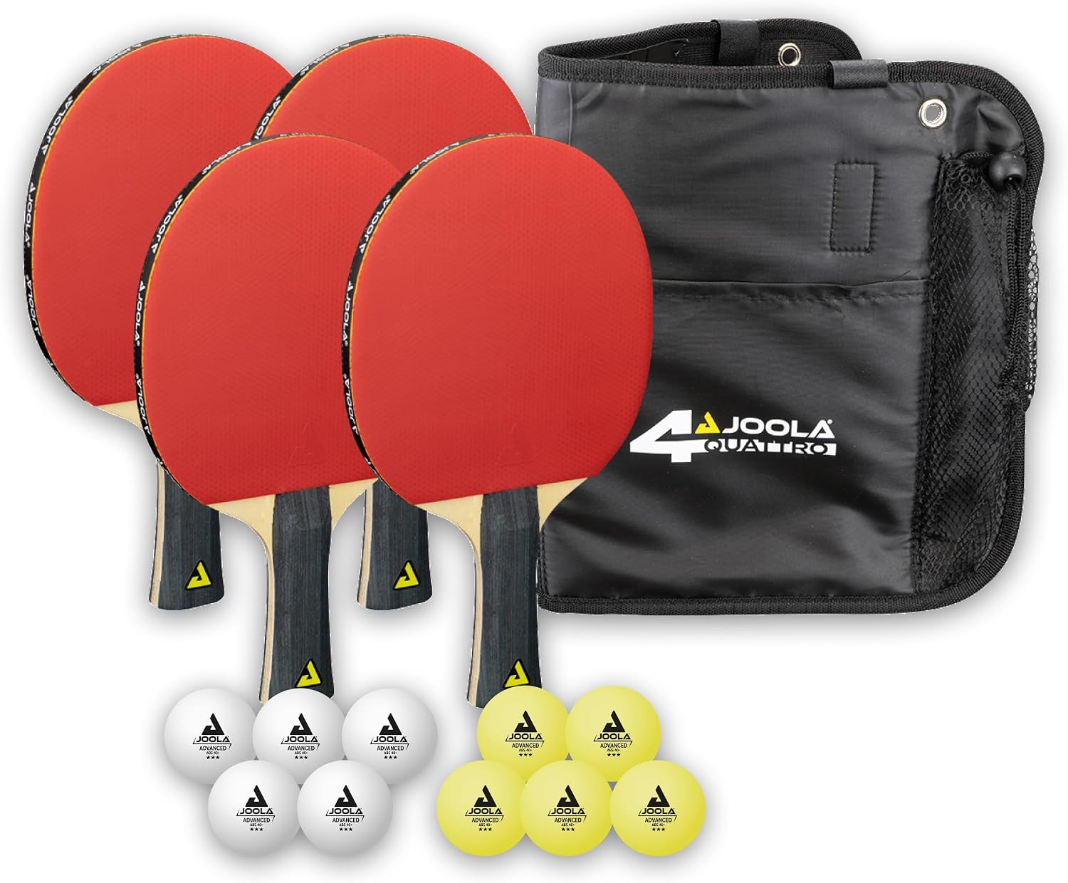 JOOLA Set de Tenis de Mesa – 4 Palas, Pelotas y Bolsa de Transporte