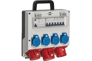 Brennenstuhl Wandverteiler IP44 (Stromverteiler zur Wandbefestigung 32A, mit FI-Personenschutzschalter 30mA)