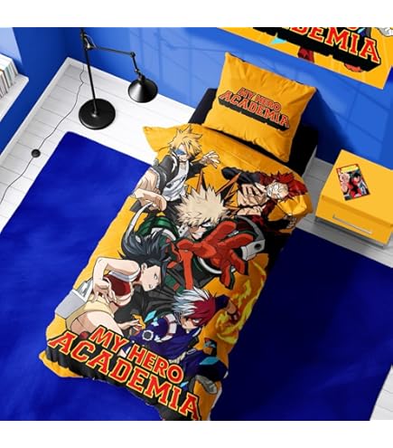 Halantex JUJUTSU KAISEN Sorcery Fight - Megumi Fushiguro Yuji Itadori - Housse de couette 140 x 200 cm avec taie d'oreiller 70 x 90 cm - Microfibre - Multicolore