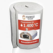 Feuerfest 123 - Keramikfasermatte [165x61x2,5 cm] - Bis 1.400 °C - Hochtemperatur-Isolierung - Keramikfaserdecke für Kamine und Öfen - Auch als Ofenrohr Isolierung - Material Dichte 128 KG/m³
