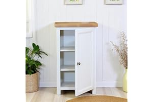 GROFurniture Snow White Slim Cabinet, Bathroom Storage Cabinet, Oak Painted Kitchen Cupboard, Hallway Storage Unit, Storage Cupboard, Bathroom Unit