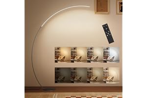 HOMCOM Lampadaire arc LED, lampadaire sur pied salon dimmable 30 W, lampe sur pied moderne 172H cm avec télécommande magnétique, 2800LM, 3000-6500K, lampe de lecture pour salon chambre bureau, argent