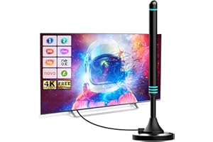 ATOMDREAM TECH Antena TV Interior con Base Magnética – Recepción 360° DVB-T2/TDT HD – Compatible con Televisión Digital, Full HD y 4K UHD – Señal Estable para Canales Gratuitos – Cable Coaxial de 5 m