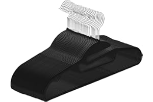 ABHENG Perchas de Plástico, 30 Unidad, Apertura en Forma de U, Perchas con Revestimiento de Goma, Resistentes, Antideslizantes, Gancho Giratorio 360º, 41.5 x 0.5 x 22.5 cm, Negro APY0430B