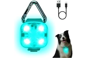 woeita USB Rechargeable LED Dog Safety Light, Waterproof Clip On Dog Light for Night Walking, Running and Camping (Blue)