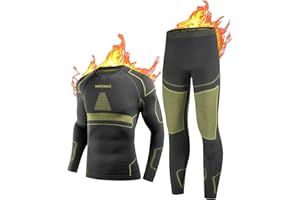 NOOYME bielizna termiczna męska funkcjonalna bielizna termiczna z włókna węglowego bambusowego zestaw termiczny, oddychający, ciepły, męski zestaw narciarski na jesień zimę