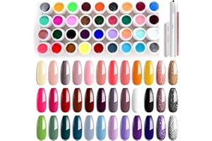 ‎COMOZON 36 Farben UV Nagellack Set, comozon Nagelgel Farbgel mit 2 Nail Pinsel für Gelnägel, Gel Art Farbgel Set, Gelnägel Farben, Nail Gel für Nail Art Nagel-Design