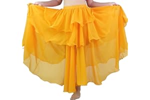 MUNAFIE Largo de Gasa de Tres Capas Swing Faldas de Baile para Las señoras del Vientre Falda de Baile Vestido de Danza del Vientre Traje de Baile