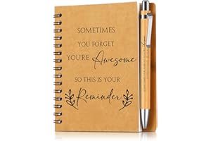 Dianelhall 2 Pcs Thank You Gift for Colleagues Women Teacher Leaving Gifts Employee Appreciation Gift Inspirational Notebook Ballpoint Pen Kraft Lined Notepad Gift for Coworker Volunteer(Reminder)