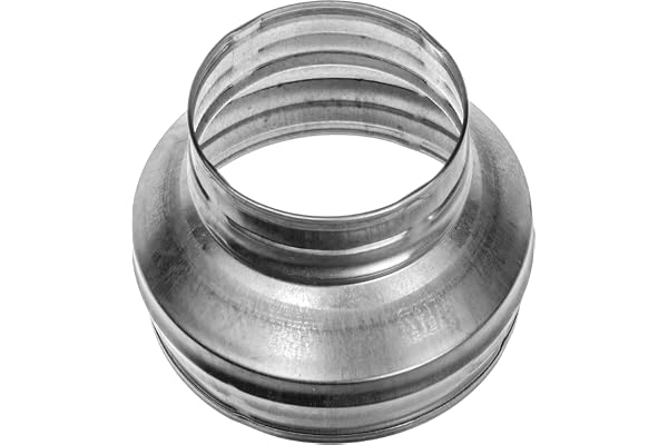 Réducteur de conduit rond de 150 x 125 mm fabriqué en acier galvanisé (drain, déchets et aération), raccord réducteur (métal, 15 x 12,5 cm)