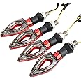 MUXSAM 4 PCS Motorcycle Led Turn Signal Light, Universal Watertight Motorbike Turning Indicators, 12V Blinker Amber LED Light Indicator,Daytime Running Lights Brake Lights for Motorcycle Red