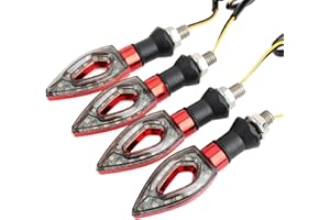 MUXSAM 4 PCS Motorcycle Led Turn Signal Light, Universal Watertight Motorbike Turning Indicators, 12V Blinker Amber LED Light Indicator,Daytime Running Lights Brake Lights for Motorcycle Red