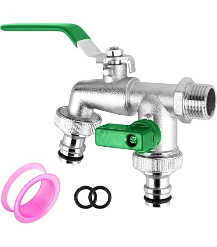 Raccord Double Robinet En Laiton Nickelé - 3 X 5 X 2 Cm, Avec Régulateur, Argenté - 6
