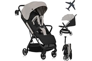 LIONELO Julie Air Passeggino Fino a 22 kg da 6 m a 4 anni Per Aereo Ruote Girevoli 360° Sospensione Pieghevole con Una Sola Mano Schienale Regolabile Tettuccio UPF50+, Leggero