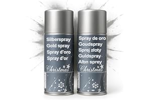 COM-FOUR® 2x dekoracyjna farba w sprayu, srebrna - bezbarwny lakier w sprayu do dekoracji i rekodziela - farba w sprayu srebrna na ozdoby swiateczne (2 sztuki - w sprayu/w kolorze srebrnym)