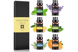 AIDUCHO Set di Oli Essenziali per Diffusori Puri 6 Pezzi, Diffusore di Oli Essenziali Naturali per Massaggio 10ML Essenza per Diffusore - Lavanda/Eucalipto/Tea Tree/Menta Piperita/Arancia/Citronella