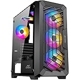Ant Esports SX5 Mid-Tower Computer Case/Gaming Cabinet - Black | Support ATX, Micro-ATX, Mini-ITX | Pre-Installed 3 x 120mm F