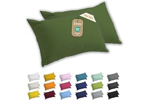 ‎LAVEA Lavea® 2er Set Kopfkissenbezüge 40x80 cm Olivgrün - 100% Baumwolle Jersey - OekoTex Zertifiziert - Sicherer Reißverschluss - Sparpack